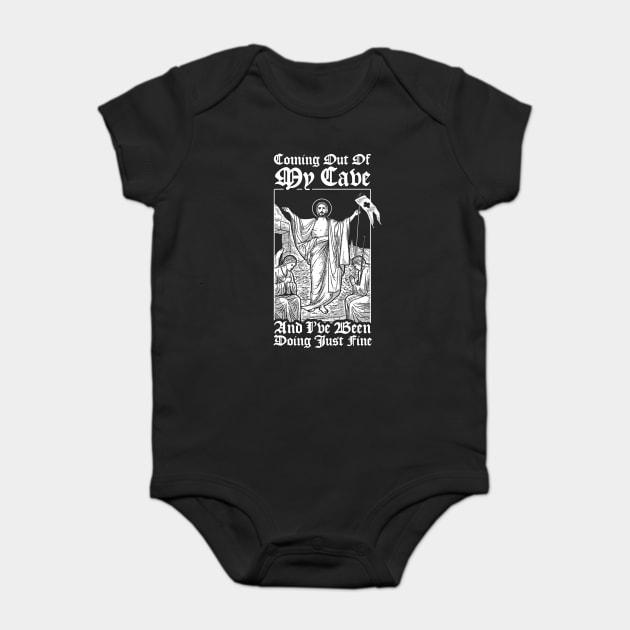 Coming Out Of My Cave Jesus Baby Bodysuit by dumbshirts